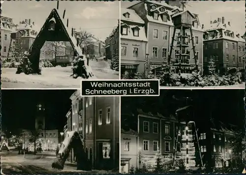 Ansichtskarte Schneeberg (Erzgebirge) 4 Bild Weihnachtsmarkt 1972