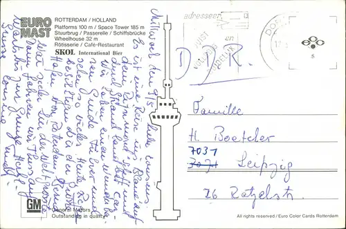 Postkaart Rotterdam Rotterdam Euro Mast - Schiffe 1980