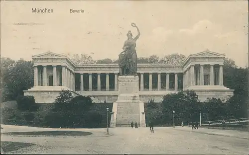 Ludwigsvorstadt-München Bavaria mit Ruhmeshalle Rollstempel 1911