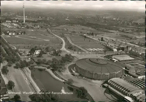 Ansichtskarte Dortmund Luftbild Fersehturm Westfalenhalle 1966