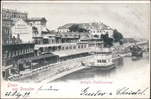 Innere Altstadt-Dresden Helbig´s Etablissement, Pavillon auf der Elbe 1899