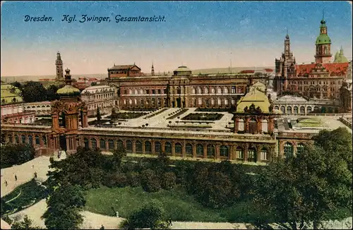 Ansichtskarte Innere Altstadt-Dresden Zwinger Fernheizkraftwerk 1915