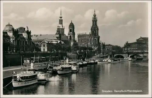 Ansichtskarte Innere Altstadt-Dresden Dampferanlegestelle, Elbdampfer 1935/1971