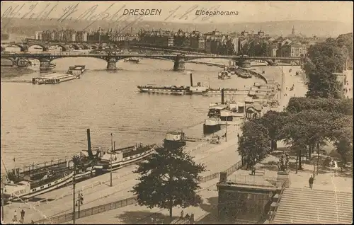 Ansichtskarte Johannstadt-Dresden Flußbadeanstalt, Elbdampfer 1917