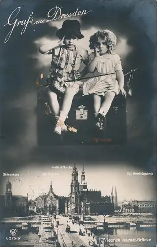 Ansichtskarte Dresden Fotomontage Kinder auf Kiste - Stadt 1913