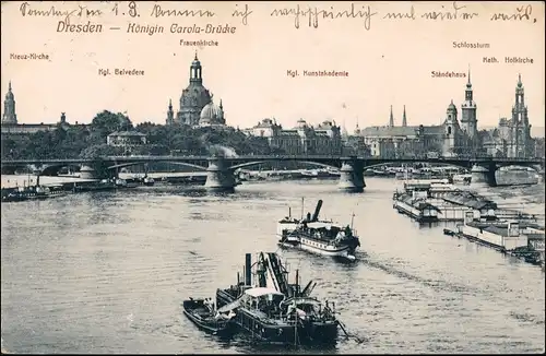 Ansichtskarte Dresden Stadt, Flussbadeanstalt - Baggerschiff 1914
