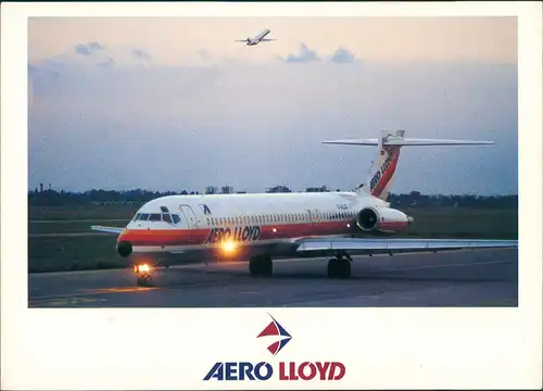 Ansichtskarte  MD 87 auf Startbahn Flugwesen - Flugzeuge Aero Lloyd 1986