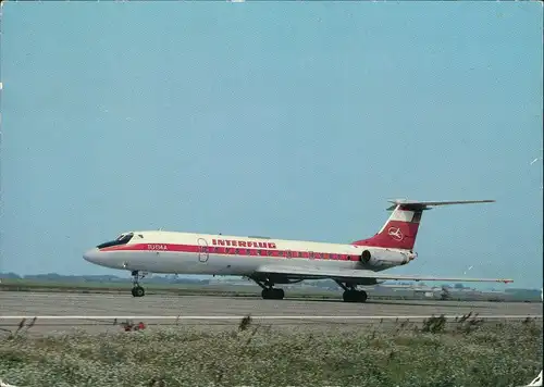 Ansichtskarte  Interflugmaschine, TU 134 beim Start 1986/1987