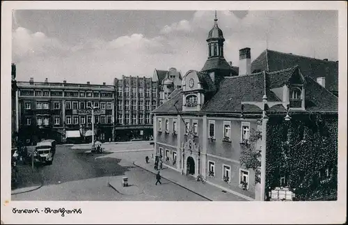 Postcard Sorau Żary Rathaus - Geschäfte 1941