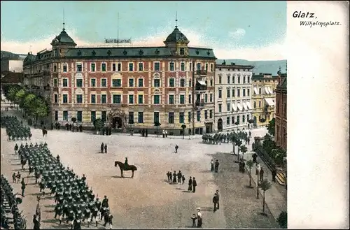 Postcard Glatz Kłodzko Wilhelmplatz - Hotel Kaiserhof 1908