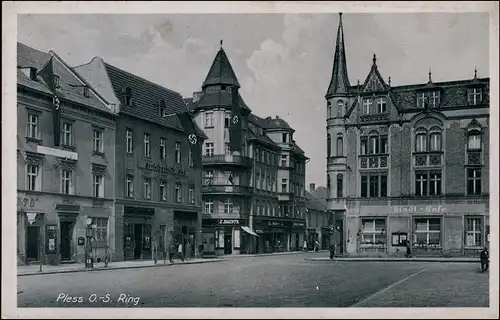 Postcard Pless Pszczyna Ring - Stadt-Cafe 1938