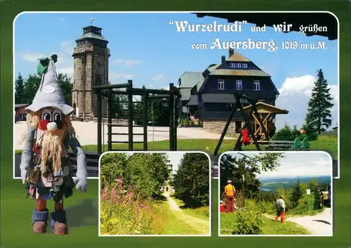 Ansichtskarte Auersberg (Erzgebirge) Wurzelrudi und Gasthaus 1999