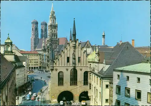 Ansichtskarte München Rathaus und Frauenkirche 1978
