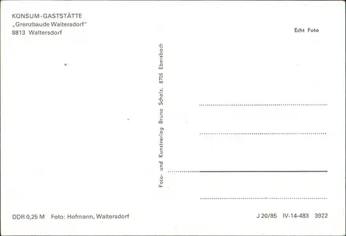 Waltersdorf-Großschönau ( KONSUM-GASTSTÄTTE Grenzbaude Waltersdorf" Innen 1985