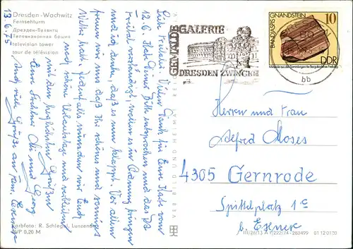 Ansichtskarte Wachwitz-Dresden Fernsehturm, Elbdampfer 1974