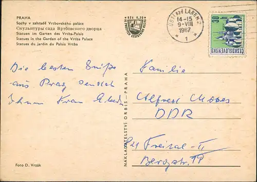 Postcard Prag Praha Stadtblick 1967