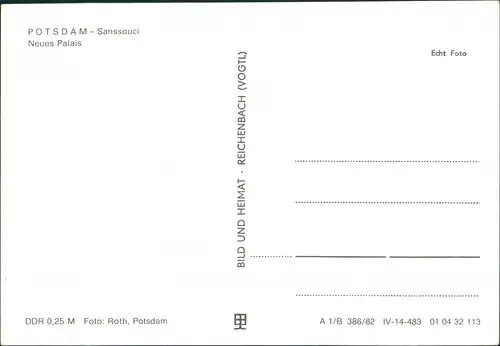 Ansichtskarte Potsdam Schlosspark Sanssouci Neues Palais 1982