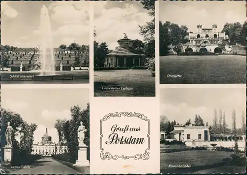 Ansichtskarte Potsdam Sanssouci Mehrbild 1956