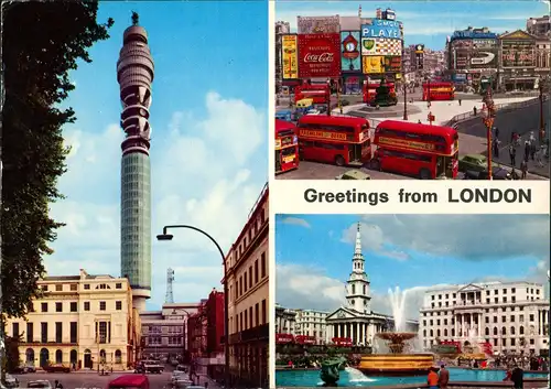 Postcard London Piccadilly Circus, Fernsehturm 1978