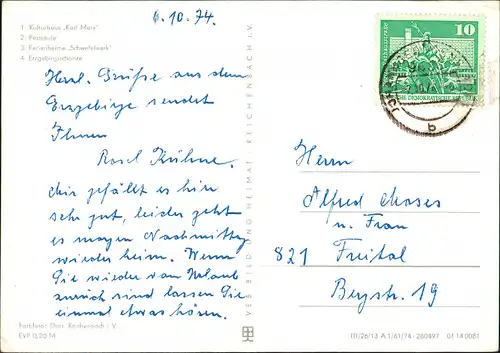 Johanngeorgenstadt Kulturhaus Karl Marx Postsäule Ferienheime Schwefelwerk 1974