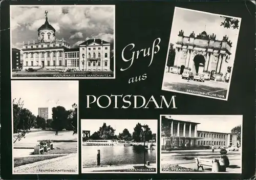 Ansichtskarte Potsdam Bahnhof, Freundschaftsinsel 1968