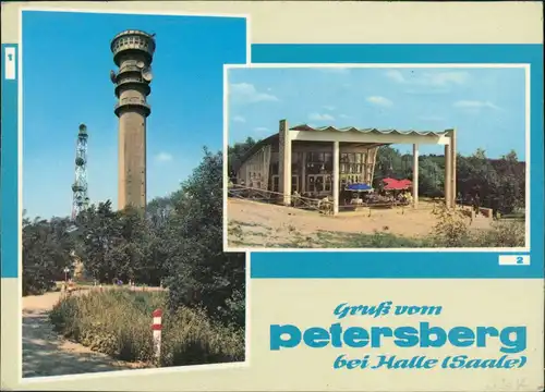 Ansichtskarte Petersberg (Saalekreis) 2 Bild Fernsehturm Gaststätte 1967