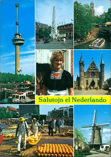 Postkaart Rotterdam Rotterdam NB Windmühle, Euromast, Markt 1988