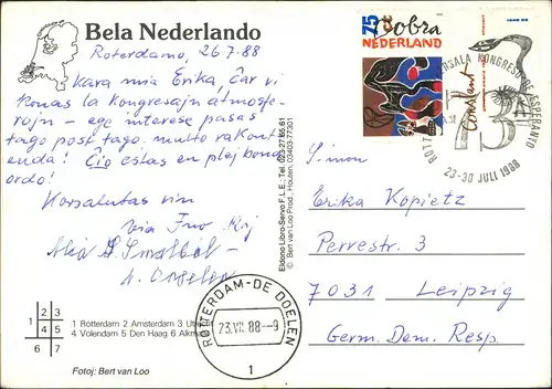 Postkaart Rotterdam Rotterdam NB Windmühle, Euromast, Markt 1988