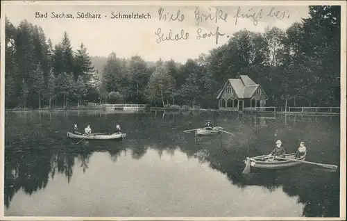 Ansichtskarte Bad Sachsa Schmelzteich - Ruderer 1932