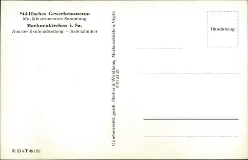 Ansichtskarte Markneukirchen Gewerbemuseum Asienzimmer 1959