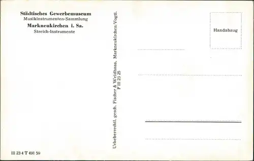 Ansichtskarte Markneukirchen Gewerbemuseum - Streich-Instrumente 1959