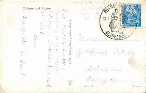 Ansichtskarte Göhren (Rügen) Strandleben - gel Sonderstempel 1953