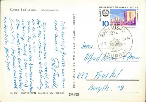 Ansichtskarte Bad Lausick Lausigk Musikpavillon 1969