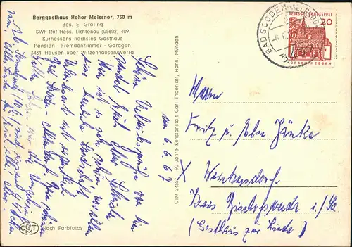 Ansichtskarte Hessisch Lichtenau MB Gasthaus, Sender 1968