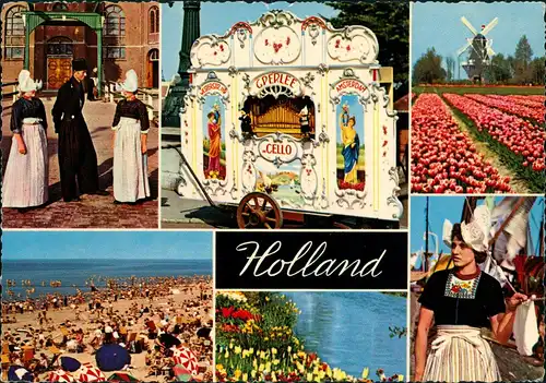 Holland Folklore Niederlande Typen Trachten Windmühle Tulpen Leierorgel 1962