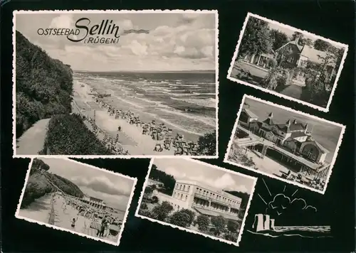 Ansichtskarte Sellin Strand, Hotels - Sonderstempel 1961