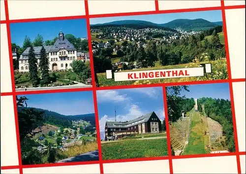 Ansichtskarte Klingenthal Stadt, Schanze, Umland 1999
