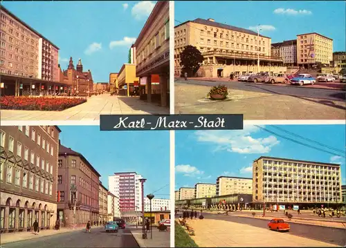 Ansichtskarte Chemnitz Interhotel, Klosterstraße, Straße der Nationen 1967