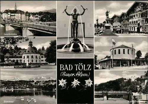 Ansichtskarte Bad Tölz Markt, Brücke, Trinkhalle uvm MB 1964