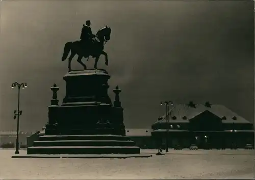 Ansichtskarte Innere Altstadt-Dresden Johann-Denkmal im Winter 1963