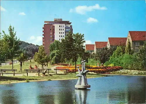 Eisenhüttenstadt Diehloer Straße - mit Parkanlage und Teich 1976