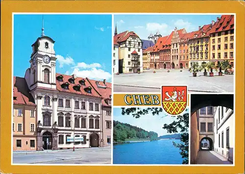 Postcard Eger Cheb Mehrbild Stadt, Straße 1987