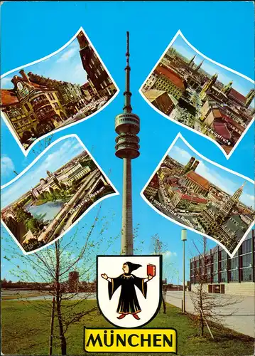Ansichtskarte Milbertshofen-München Olympiaturm/Fernsehturm 1973