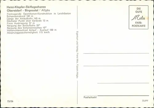 Birgsau-Oberstdorf (Allgäu) Heini-Klopfer-Skiflugschanze MB 1978