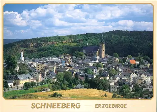 Schneeberg (Erzgebirge) Panorama-Ansicht mit Kirche u. Gleesberg 2000