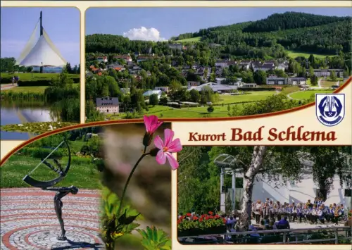 Bad Schlema Mehrbild-AK mit Ortsansicht Hammerberg, Kurpark uvm. 2000