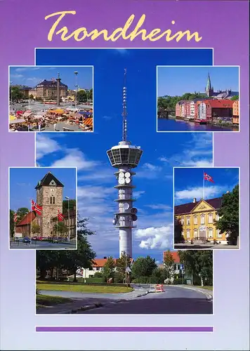 Postcard Trondheim Trondheim Stadtansichten: Fernsehturm 1995