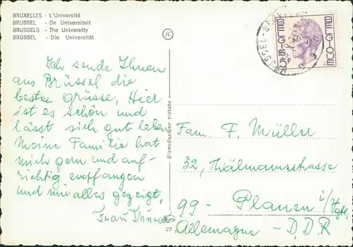 Postkaart Brüssel Bruxelles Straßenpartie - Universität 1972