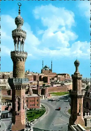 Postcard Kairo القاهرة The Citadel seen through the Minarets 1972