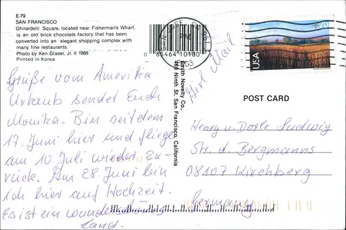 Postcard San Francisco Stadt in der Dämmerung 2003